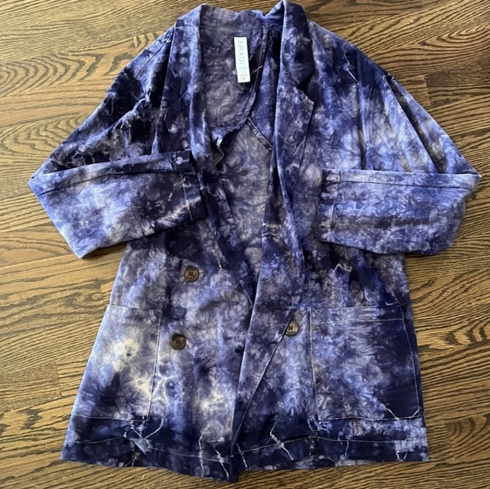 Anthropologie Tye Dye Linen Blazer